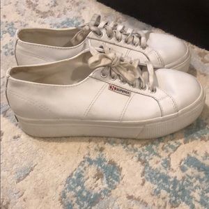 superga leather platform sneakers